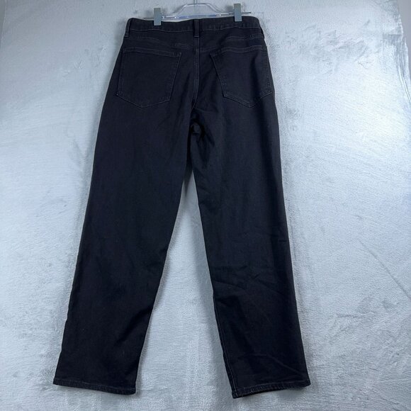 Old Navy Straight Cropped Jeans Wow Loose High Rise Womens Black Size 12 - Picture 2 of 12